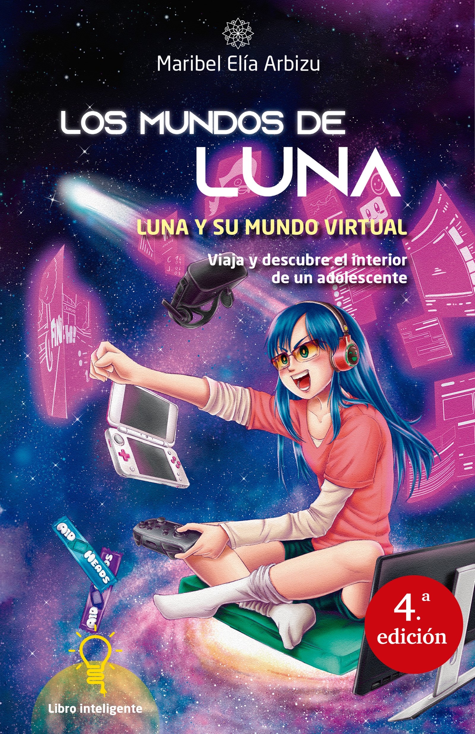 Portada del libro Luna y su mundo virtual, saga Los Mundos de Luna